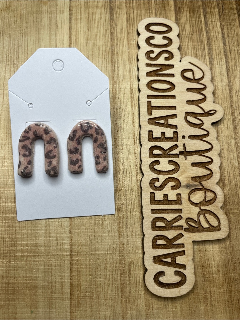 Leopard Print U-Shape Clay Earrings
